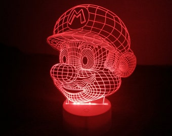 Personalised Mario Night Light | Children's Light | Kids Bedroom | Boys Room Light | LED Light | Birthday gift | Christmas gift | Mario gift