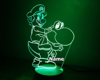 Personalised Mario Night Light | Children's Light | Kids Bedroom | Boys Room Light | LED Light | Birthday gift | Christmas gift | Yoshi gift