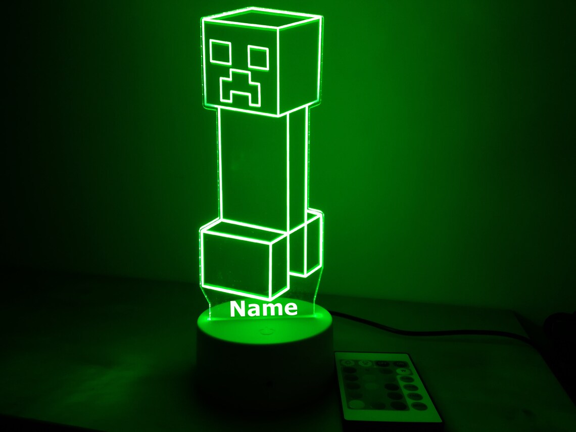 Personalised Minecraft Night Light Children's Light Etsy UK