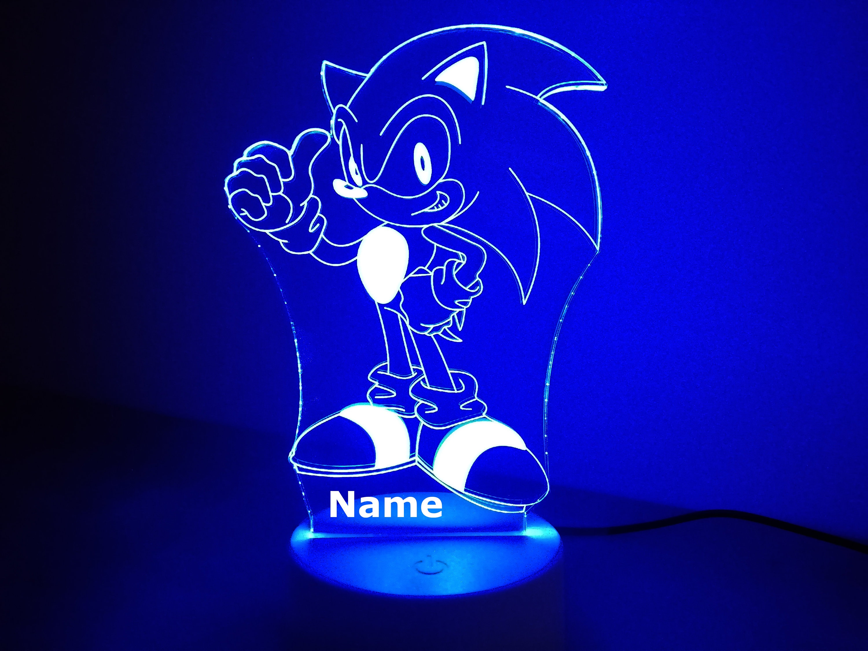Personalised SonicThe Hedgehog Points Colour Changing LED Kids Bedside Lamp 