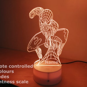Personalised Spiderman Night Light | Children's Light | Kids Bedroom ...