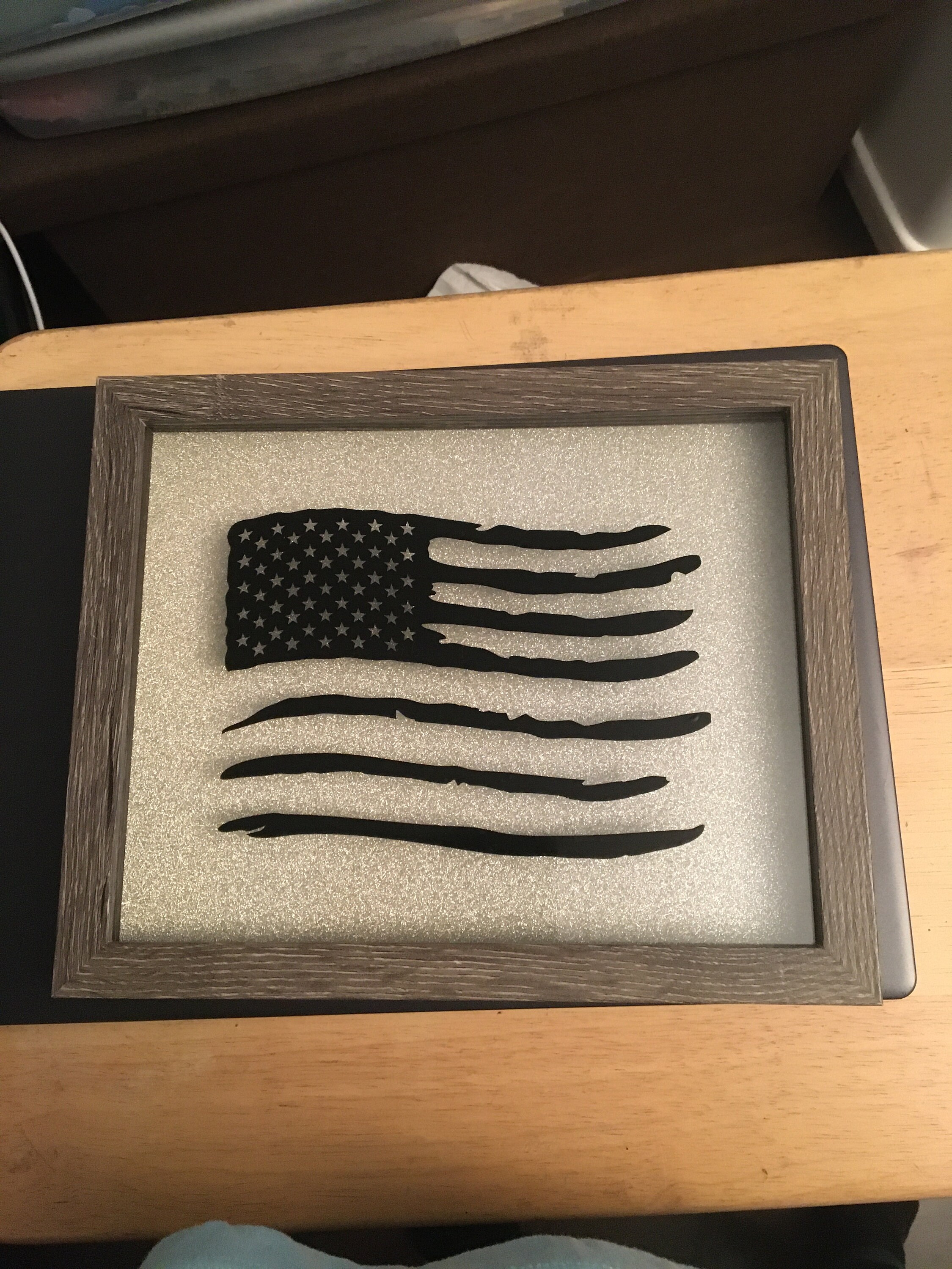 Shadow Box with rugged wavy American flag Etsy