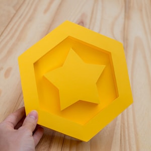 Game Coin Template, Star Game Coin Papercraft, Low Poly, Printable Template PDF, Game Decoration, Papercraft, Wall Decoration, Party DIY