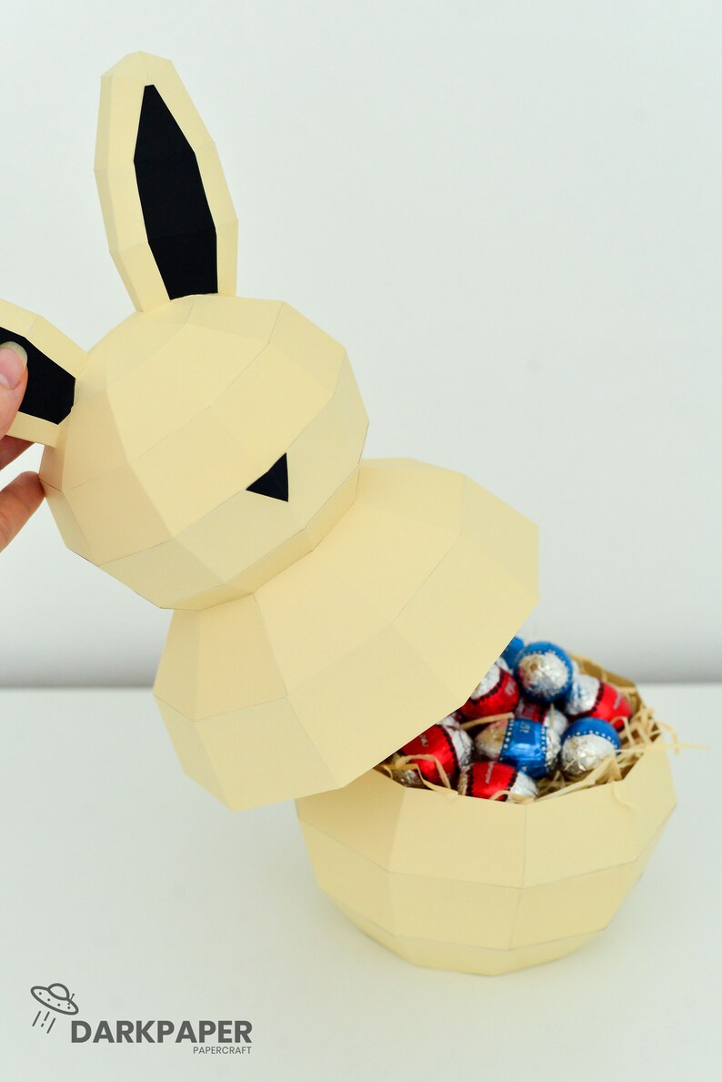 Rabbit Gift Box, Bunny, Low Poly Banny, Bunny Gift Box, Papercraft 3D, gift bunny, easter, easter gift box, easter decorations image 3