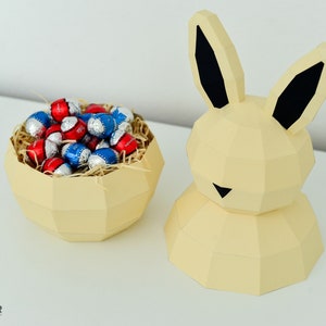 Rabbit Gift Box, Bunny, Low Poly Banny, Bunny Gift Box, Papercraft 3D, gift bunny, easter, easter gift box, easter decorations image 2