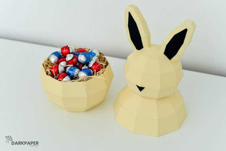 Rabbit Gift Box, Bunny, Low Poly Banny, Bunny Gift Box, Papercraft 3D, gift bunny, easter, easter gift box, easter decorations image 2
