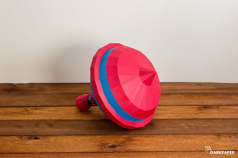 Vintage Spinning Top Papercraft Template DIY Papercraft Low Etsy