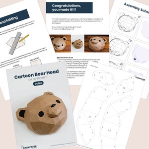 Papercraft Bear Head Cartoon Bear Head Template Bear Head - Etsy