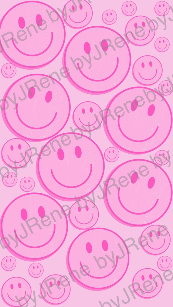 Pink Smiley Wallpaper - Etsy