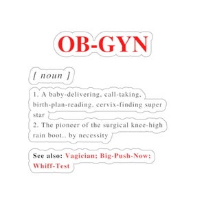 Adesivo de definição OBGYN, laptop de obstetrícia e ginecologia, presentes para médicos, estudantes de medicina, garrafa de água, presente para médico, documento OB GYN