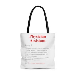 Physician Assistant Definition Tote Bag, PA Bag, Gifts, PA Student, Work Bag, Physician Assistant gift, Medicine, Surgery