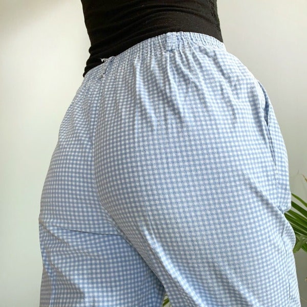 Vintage Hunter's Glen blue and white gingham high waisted trousers size 6/7