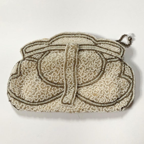 Vintage 70s art deco boho beaded clutch bag purse - image 2