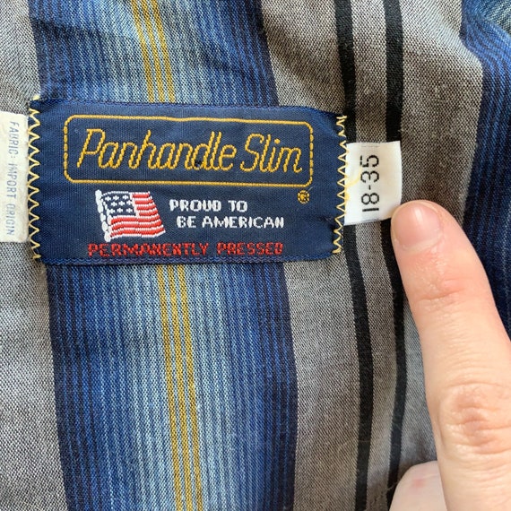 Panhandle Slim vintage 90s blue and yellow stripe… - image 8