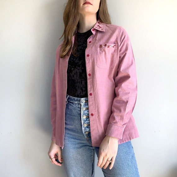 Blair vintage 90s red button down shirt shacket e… - image 2