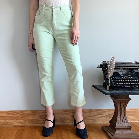 Vintage 90s Bill Blass light green high waisted c… - image 1