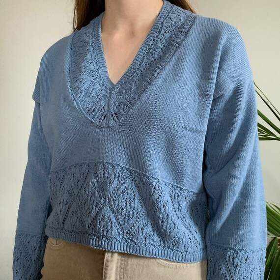 Paris Sport Club Worldwide Light Blue Cropped Sweater Size 10 Etsy