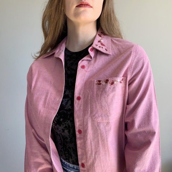 Blair vintage 90s red button down shirt shacket e… - image 5