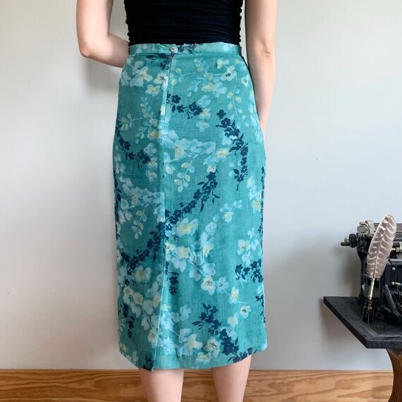 Vintage 90s Pendleton blue floral plus size skirt… - image 3