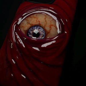 Creepy Eyeball Phone Case, Handmade Horror Phone Cover, Halloween Monster Eye, Gothic Scary Art Gift, Goth Aesthetic, OOAK, Glow in the dark image 6