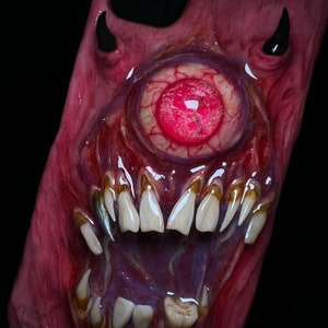 OOAK Horror Phone Case, Creepy Monster Eye & Teeth Phone Cover, Glow in Dark Eyeball, Halloween Case, Artist Choice Hand Made image 4