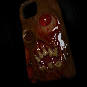 OOAK Horror Phone Case, Creepy Monster Eye & Teeth Phone Cover, Glow in Dark Eyeball, Halloween Case, Artist Choice Hand Made image 10