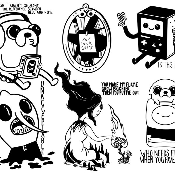 Flash Sheet// Adventure Time Sad Noir Black Work