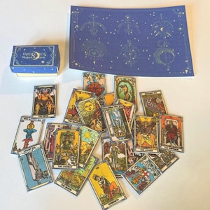 1 set Dollhouse Miniature Tarot Cards, Mat card stock very tiny Handmade 1:6 or 1∶12 Scale your choice Halloween Witches Spirits Wicca