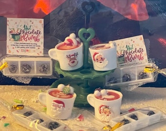 Miniature Dollhouse Hot Chocolate Bombs, Christmas Holiday Cocoa
