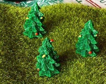 Miniature Christmas Tree Dollhouse Resin Hand Painted Green Gold Red 1 Per Order