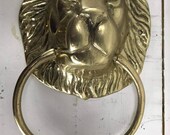 Brass Lion Head Door Knocker, Vintage