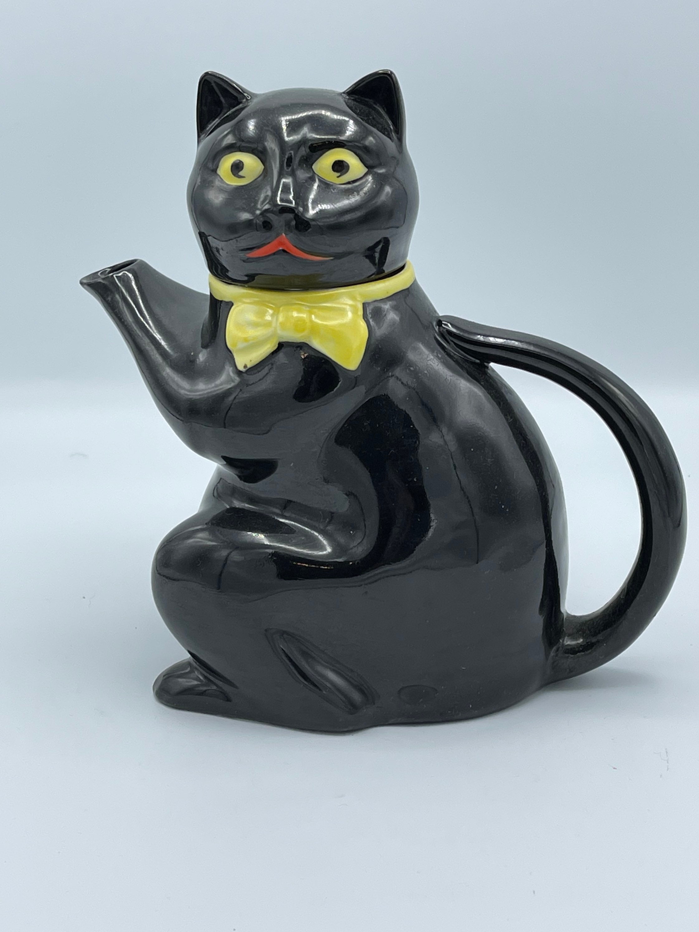 Vintage Cat Tea Pot Czechoslovakia MCM Black Cat Tea Pot Etsy