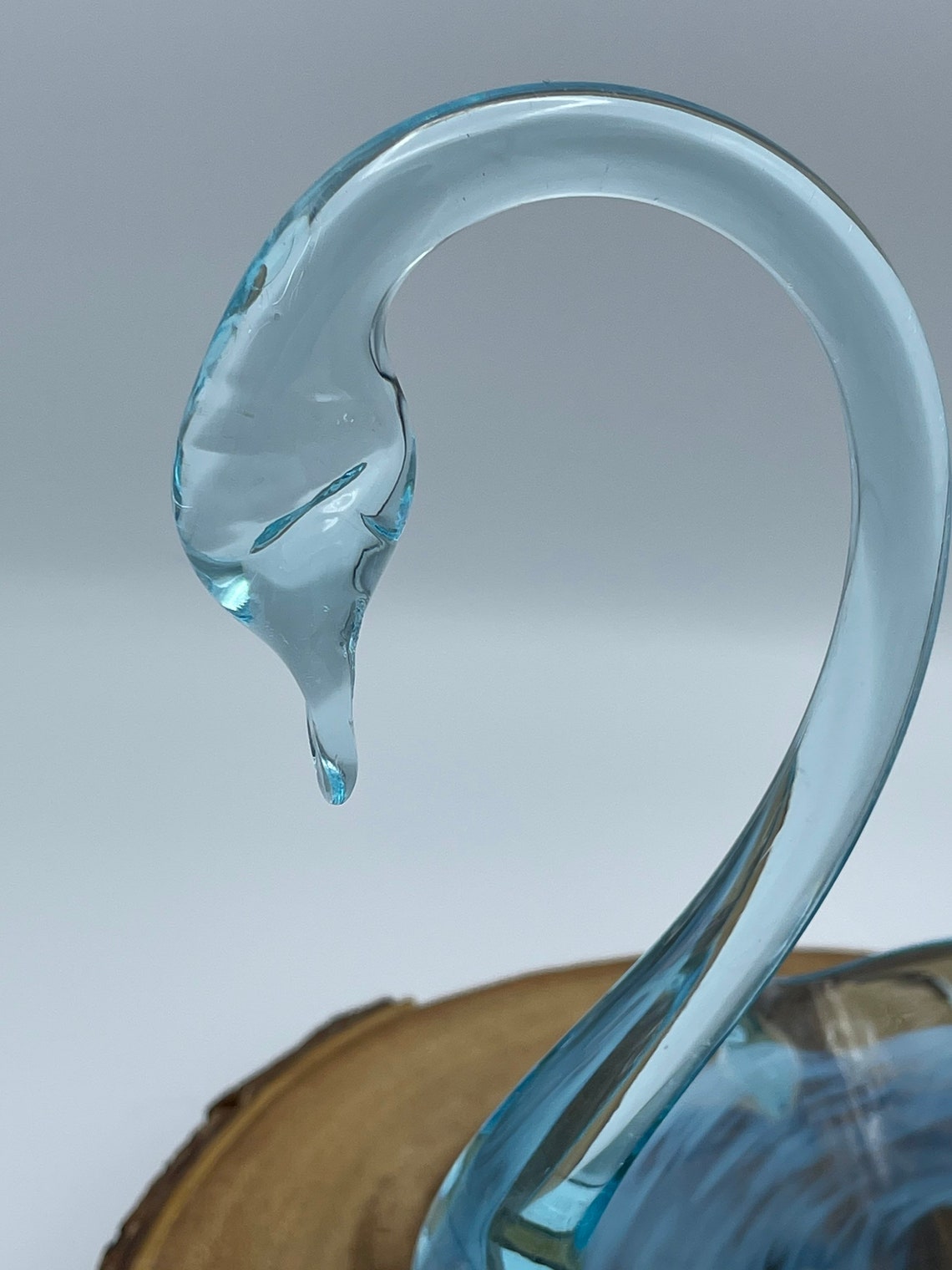 Vintage Art Glass Blue Swan Vintage 70's Glass Swan Art Etsy