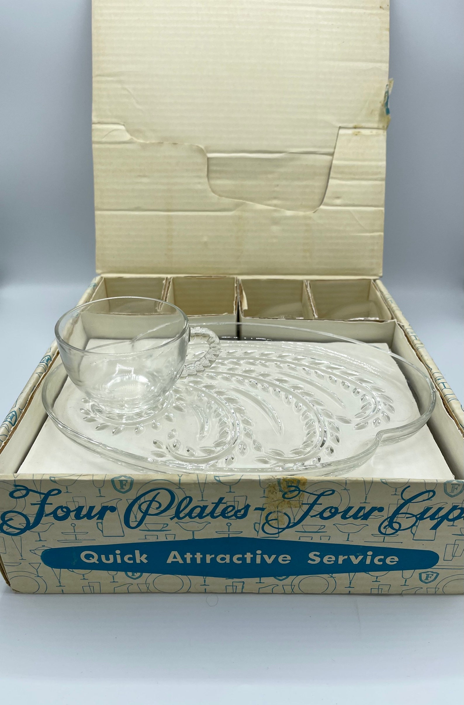 Vintage Federal Glass Company Hospitality Snack Set Vintage Etsy