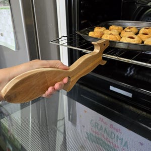 Handmade Wooden Squirrel Oven Stick, Push Pull Tool, Personalized Gift