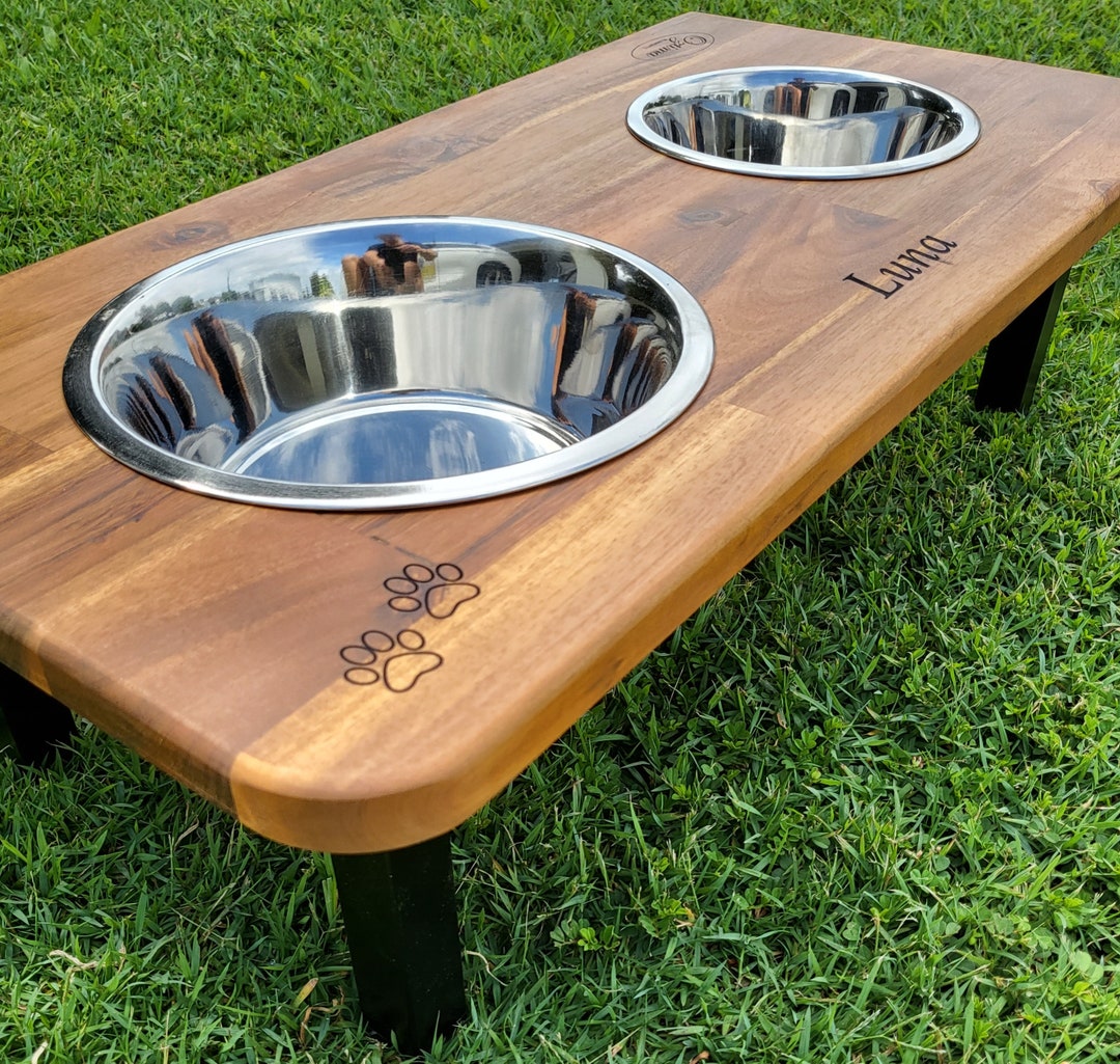 Dog Feeding Station Elevated Medium Double Hand Crafted With Etsy