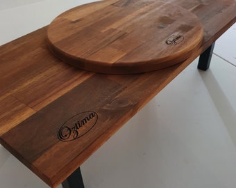 Grazing Board / Cheese Platter / Picnic Table with Legs & Lazy Susan, Flat Pack 600mm x 300mm Free Personalised Engraving