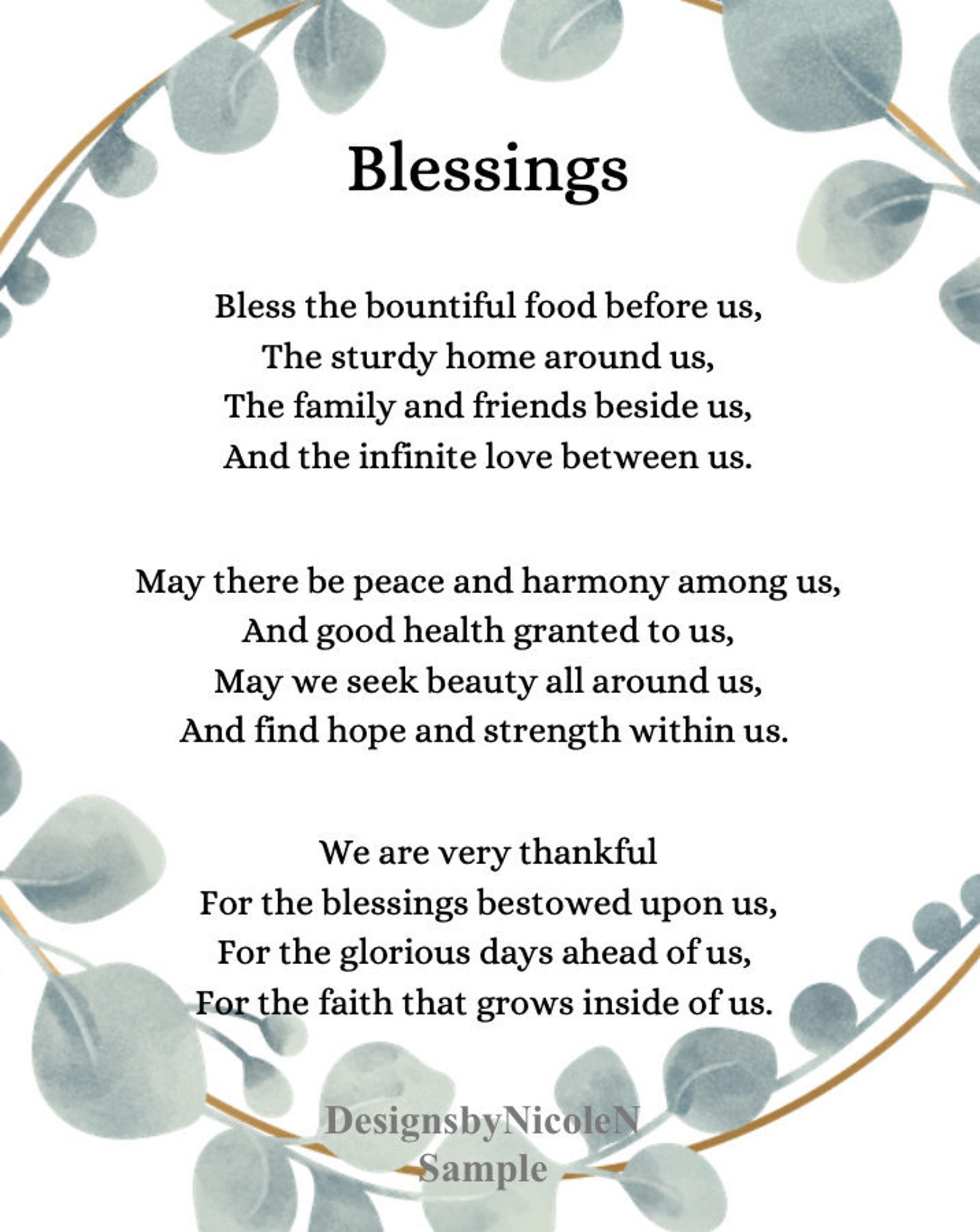 Blessings Print Digital Download Wall Print Wall Art | Etsy