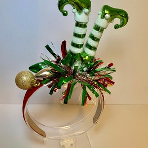 Christmas Headband, Elf Christmas Headband, Elf headband , Ugly Sweater Party, Santa’s Helper Headband, Ugly Sweater Headband, Green Legs