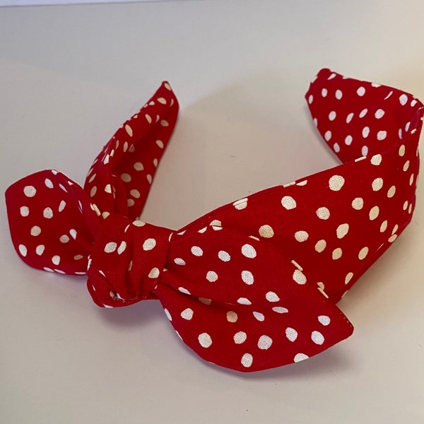 Red Retro Headband, Polka Dot Knotband, Side Knot Headband, Rosie Knotband, Red polka dot Knotband, Nostalgic Knotband, Red Headband