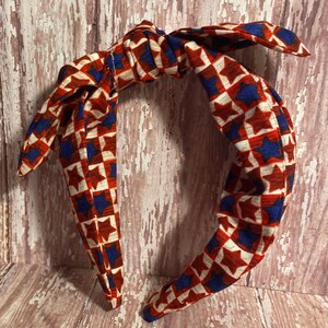 Patriotic Headband, Fourth of July Headband, Side Knot Headband, USA Headband, America Headband, Red white and blue, Retro Knotband