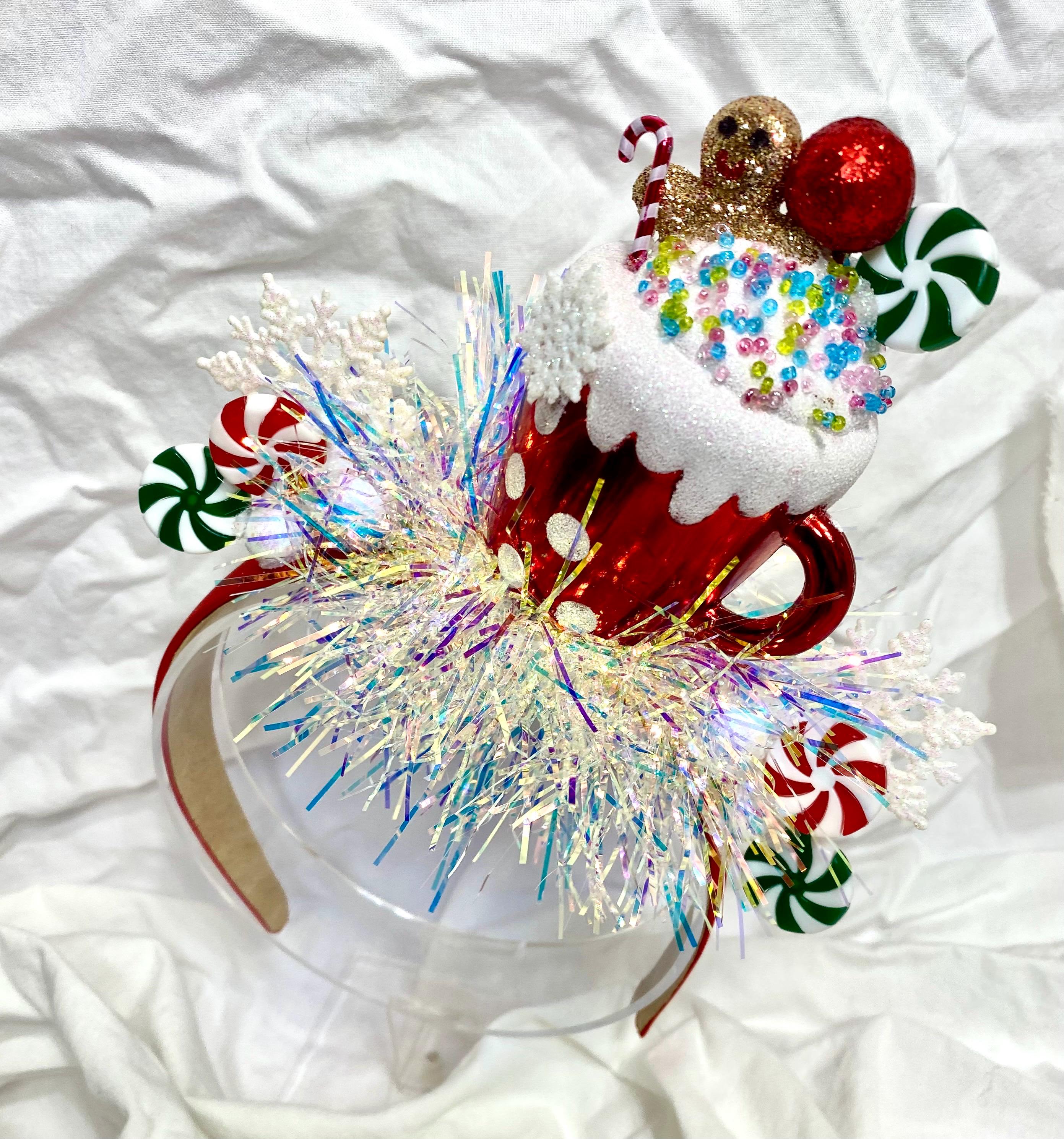 Hot Chocolate Cup Headband: Whimsical Holiday Party Fascinator