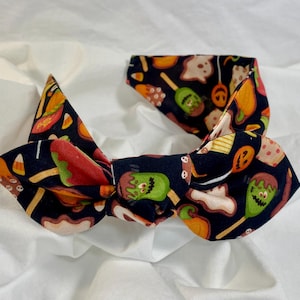 Halloween Candy Headband Trick or Treat colorful Halloween Side knot Headband Spooky Season Fun Hair accessory retro style knotband one size