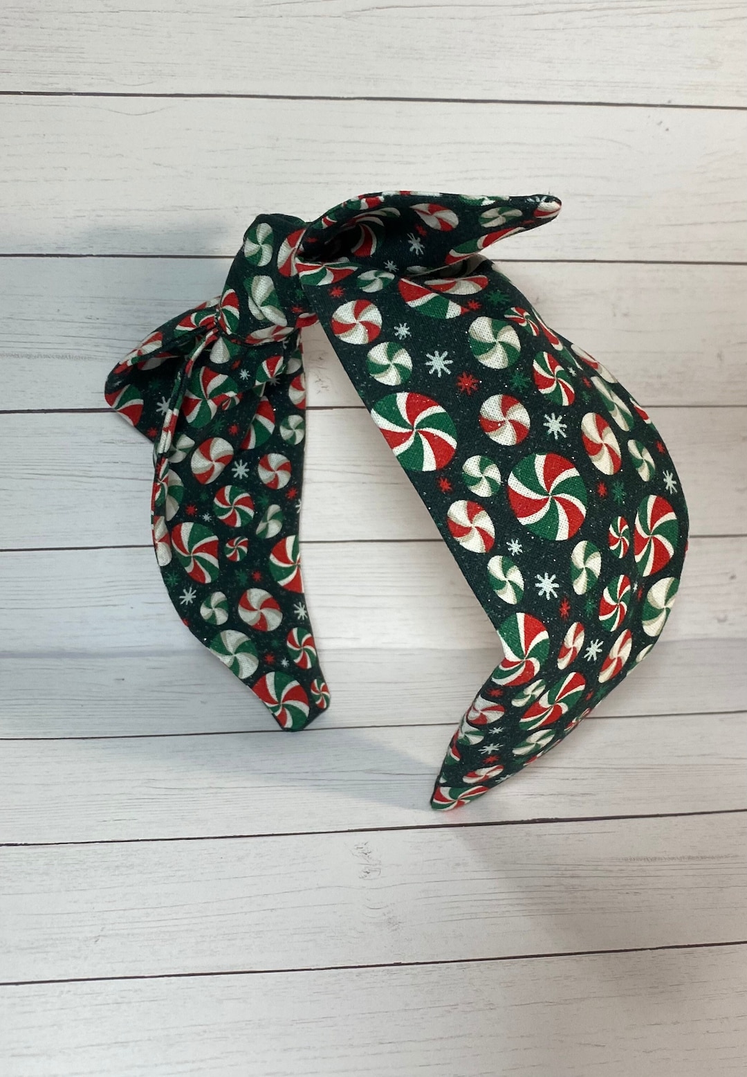 Peppermint Candy Headband, Christmas Candy Knotband, GLITTER Holiday