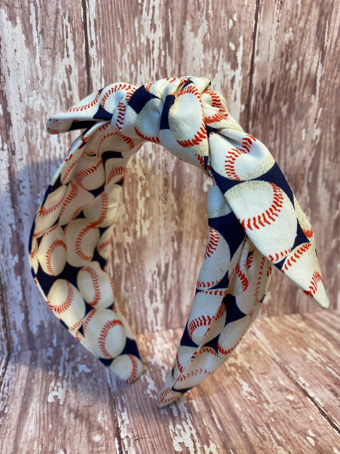 Baseball Knotted Headband Side Bow Knotted Headband Baseball Etsy