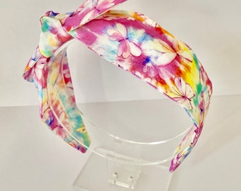 Butterfly Knot Headband: Colorful Spring Retro Style