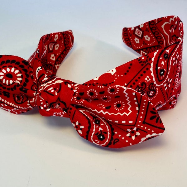 Red Bandana Headband Etsy