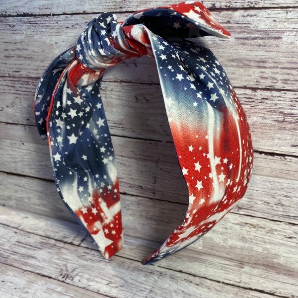 USA Tie Dye headband, Tie Dyed, Fourth of July headband, Patriotic Headband, Red white and blue, America, Retro Headband, Independence Day