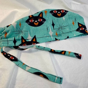 Halloween Scrub Cap Unisex Scrub Hat Medical Worker Cap Surgical Black cat Cap Pediatric Doctor Nurses Gift  One Size Drawstring Adjust