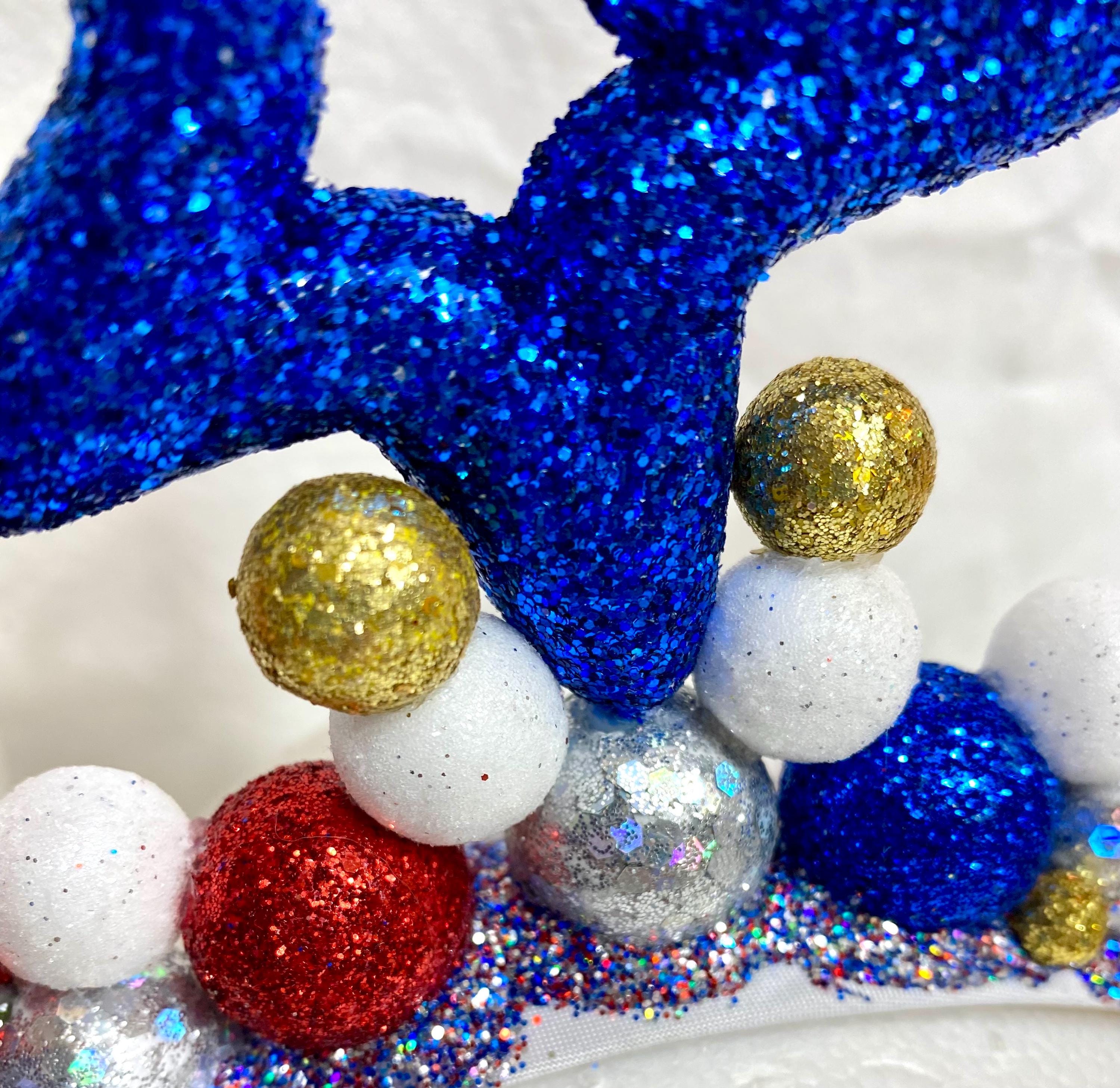 Fourth of July Headband: Patriotic Glitter Stars, Red White 